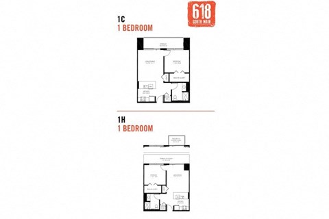 One Bedroom 1 Bath 646 sq. ft.